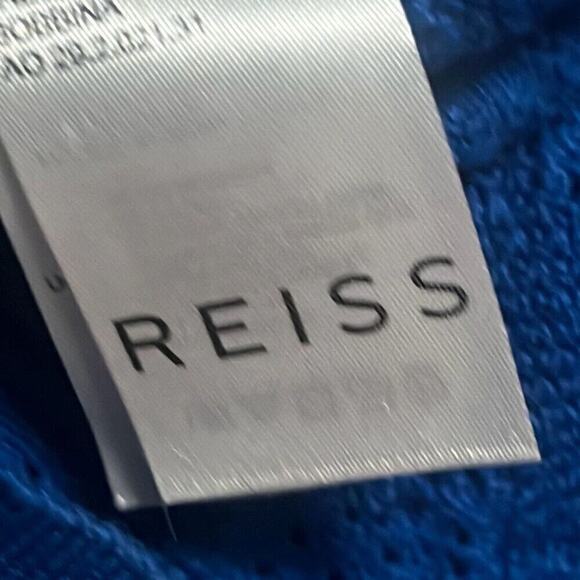 Reiss Bobbina Cobalt Pointelle Knit Long Sleeve Bodycon‎ Sweater Dress Medium - Picture 5 of 9